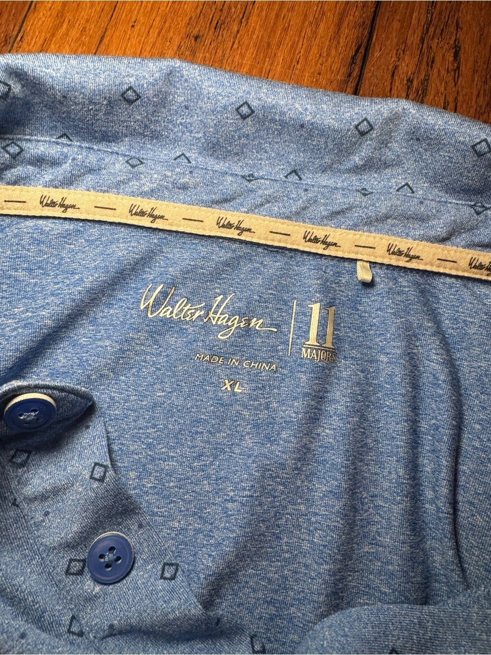 Walter Hagen 11 Majors Blue Geometric Performance Golf Polo Shirt XL - Picture 3 of 9